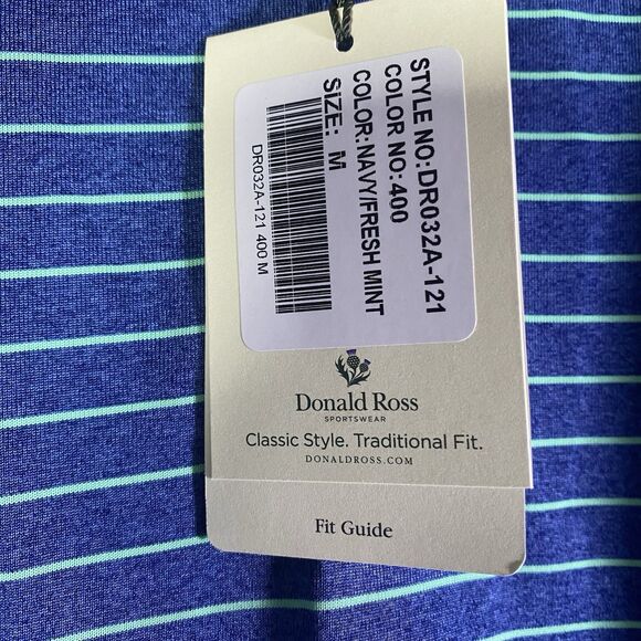 Donald Ross Men's Medium Golf Polo Shirt Blue Green Striped Casual PGA - Picture 7 of 11